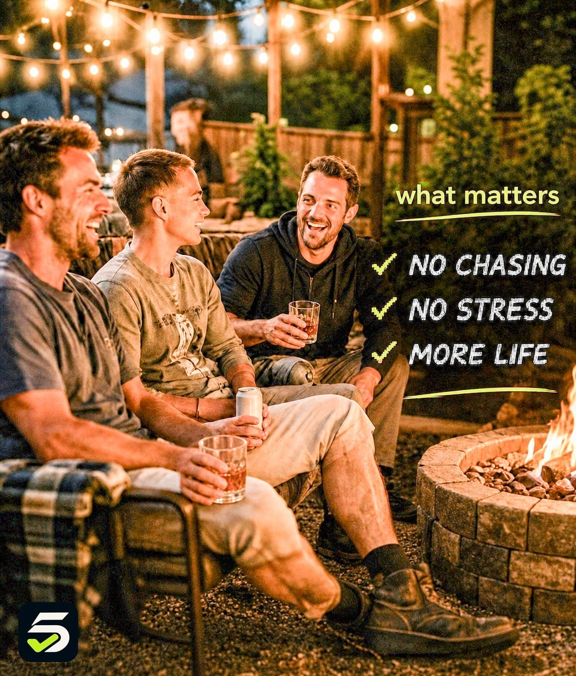 Tradesperson relaxing with friends after the working day